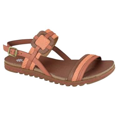 Imagem de New Face, SANDÁLIA RASTEIRA FEMININA NEW FACE 23907 COURO SUPER LEVE Cor:Tijolo;Tamanho:37