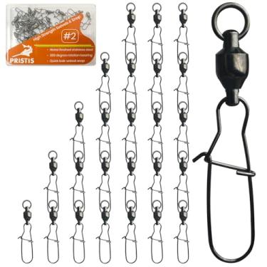 Imagem de Pristis Pacote com 25 encaixes e giratórios de pesca de alta resistência, rolamento de esferas gira com encaixe coastlock, conector de resistência à corrosão de água salgada, equipamento terminal de