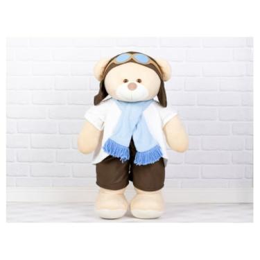 Imagem de PELUCIA PORTA FRALDA URSO AVIADOR CLASSICO 65 CM - ENFEITE QUARTO DO BEBE (AZUL CLARO)