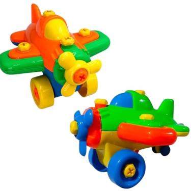 Imagem de Kit 2 Aviões Monta E Desmonta Aviãozinho Construtor Brinquedo Infantil Educativo Com Ferramentas Sortidas.