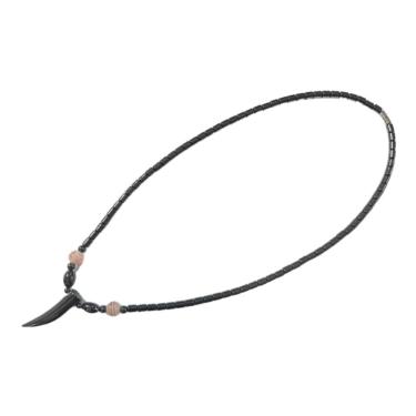 Imagem de Colar Feminino Pedra Natural Hematita Dente Marfim 40 cm