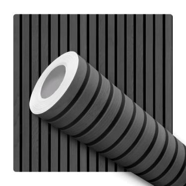 Imagem de Papel De Parede Adesivo Ripas De Madeira Preto Sala Quarto 10m - DELIQ