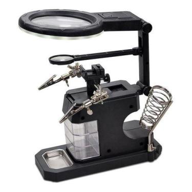Imagem de Suporte Ferro de Solda com Iluminação LED - Lupa de Aumento - Exbom