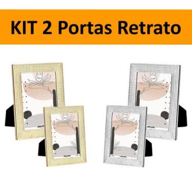 Imagem de Kit 2 Porta Retrato Moderno Decorativo Horizontal e Vertical de Mesa E