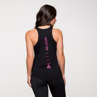 Imagem de Regata Fitness Viscolycra Preta Estampada nas Costas Believe - LOT FIT