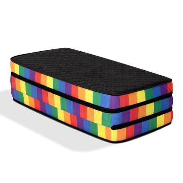 Imagem de Puff 3 em 1 Multiuso Casal Dobrável D33 Rainbow - BF Colchões, PRETO