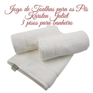 Imagem de Jogo 3 Toalhas Para Pés Piso Banheiro Karsten Juliet Branca