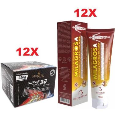 Imagem de Kit 12 Super Gel 30 Ervas 250g + 12 Pomada Milagrosa 150g - Bio Instin
