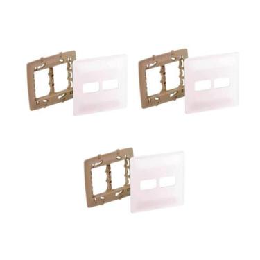 Imagem de Kit 3 Placa 4X4 P/ 2 Mod Branco C Suporte Zeffia Pial 680174 - Pial Le