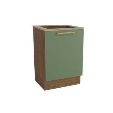 Imagem de Módulo Cozinha Kappesberg Botanic Balcão Botanic M629 p/Cooktop 1 Porta c/Tampo 60cm Nogueira/Oliva/Nogueira - Kappesberg