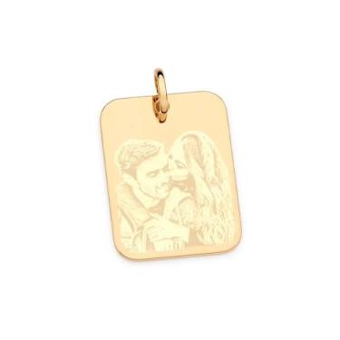 Imagem de Pingente rommanel unissex banhado ouro 18k retangular personalizável f