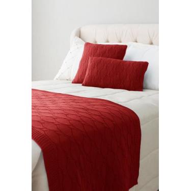 Imagem de Peseira Tricô Trançada HomeBliss, Bordô, Queen 230x70cms