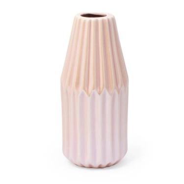 Imagem de Vaso Vasinho Canelado 18cm Pintura Perolada - Wincy, ROSA