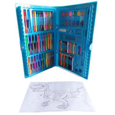Imagem de Kit Estojo Material Escolar Infantil Para Pintura Maleta Com 86 Peças 