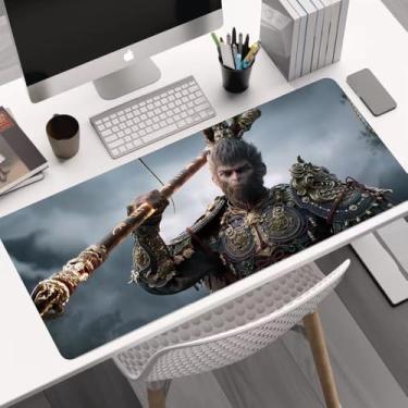 Imagem de Black Myth Wukong Game Mouse Pad - Mouse pad grande antiderrapante para jogos com bordas costuradas, tapete de mesa para laptop, computador e PC - almofada de pulso para jogadores, escritório e casa -