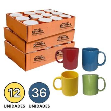 Imagem de Canecas Porcelana Colorida sem Resina - 325ml - Sublime, 12 unid.