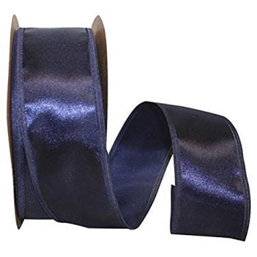 Imagem de Reliant Ribbon Fita de borda com fio Dyna Satin Ez, 5,7 cm x 45 m, azul marinho