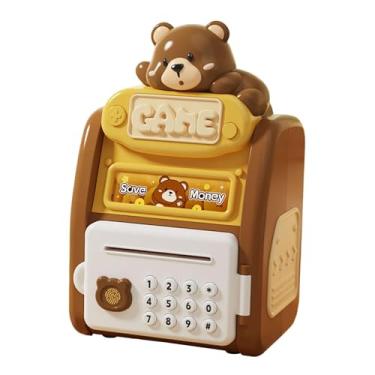 Imagem de oshhni Cofrinho eletrônico de impressão digital, cofrinhos eletrônicos, cofres de poupança com senha para crianças, presentes para crianças, Urso