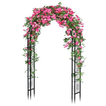 Imagem de Arbuxzuy Treliça de Arco de Jardim de Aço de 88" para Plantas Trepadeiras Ao Ar Livre, Quintal, Jardim, Plantas Trepadeiras com Treliça de Arame Decorativa, Arco de Casamento Ao Ar Livre(Preto)