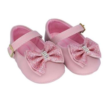 Imagem de Sapatilha Bebê Menina Laço Gliter Recém Nascido Moda Confort - Nenê Ba