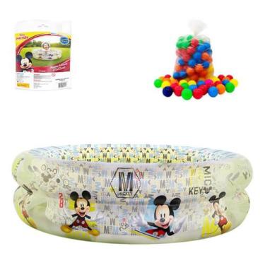 Imagem de Piscina Infantil 70 Litros 75x22cm Mickey Com 50 Bolinhas - etitoys