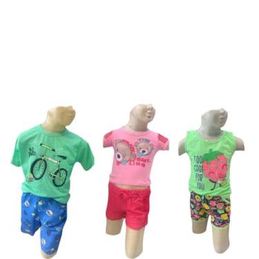 Imagem de Conjunto infantil feminino e Masculino Verão - Flor de maracujá, Verde