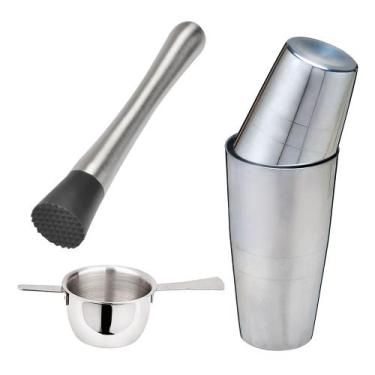 Imagem de Kit coqueteleira - dosador - socador de frutas - drinks bar bebidas co