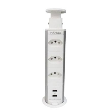 Imagem de Torre de 3 Tomadas Branco com 2 USB 20A Bivolt -  Power Plug 822.91.14
