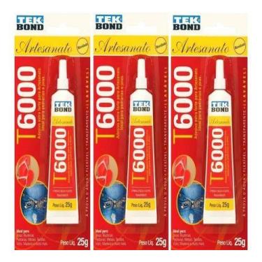 Imagem de Kit 3 Cola De Artesanato Flexível Transparente T6000 25g Nfe - TEK Bon