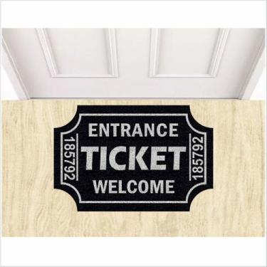Imagem de Tapete capacho ticket formato fundo preto - ZAP TAPETE