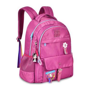 Imagem de Mochila Escolar Rebecca Bonbon Soft Nylon Miçangas RB24103, Rosa