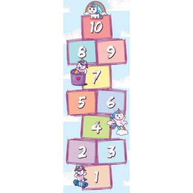 Imagem de Adesivo de Chao Amarelinha Infantil Unicornio Arco Iris 3x1m - Best