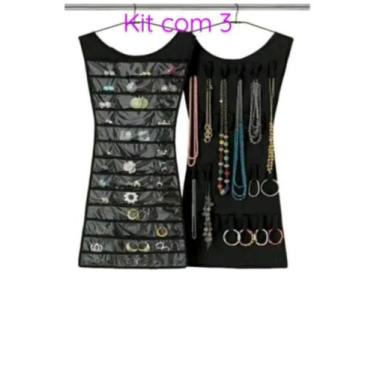 Imagem de Kit 3 cabide porta joias brincos pulseiras colar anel organizador de b