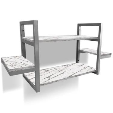 Imagem de Prateleira Dupla Cali Nicho De Parede Design Industrial Prata/Vulcano 
