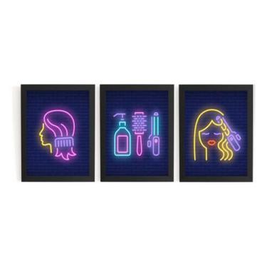 Imagem de Kit 3 Quadros Decorativos Salão De Beleza Estilo Neon - Fanarte
