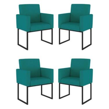 Imagem de Kit 04 Cadeiras Poltrona Decorativa para Sala Quarto Preto - Balaqui D