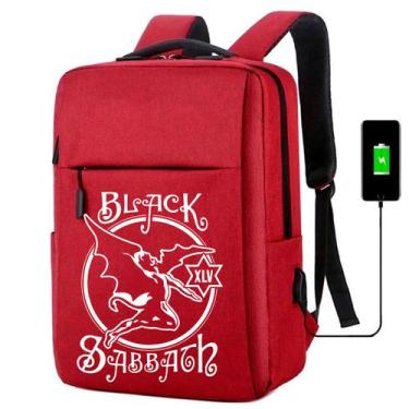 Imagem de Mochila USB Escolar Estampa Unissex Black Sabbat Notebooks, Trabalho E