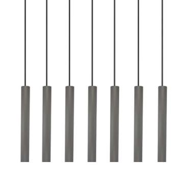 Imagem de Kit 7 Pendente Luminária Tubo Cinza 30 Cm - AZ Casa Decor