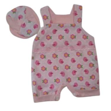 Imagem de jardineira bebê menina com chapéu - Duda Baby Shop