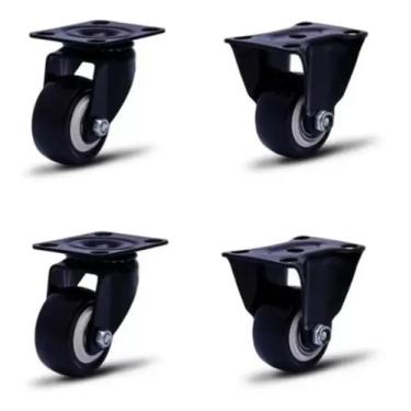 Imagem de Rodizio black para carrinhos e móveis roda preta kit glb 210 e flb até