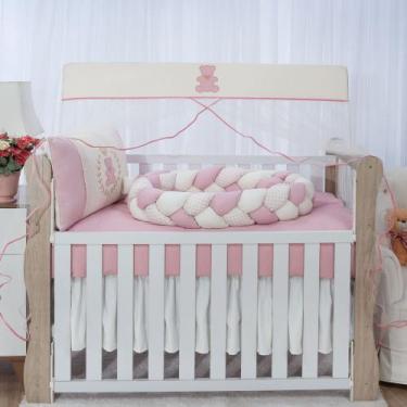 Imagem de Kit enxoval para berço modelo de trança (lorenzo) ursinha rosê menina 