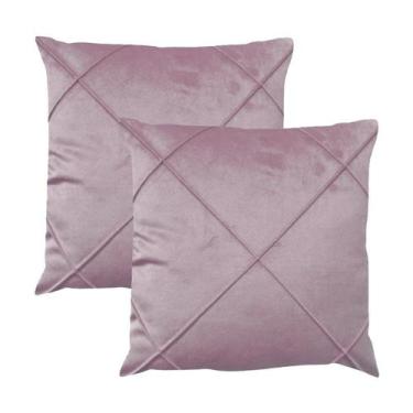 Imagem de Kit 2 Capas para Almofada Drapeada em Veludo Quadrada 43x43 com Enchim