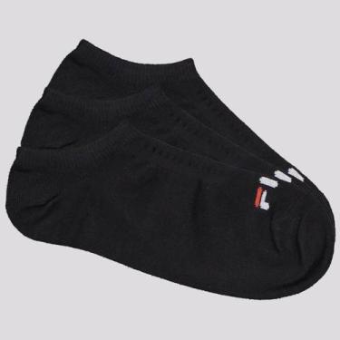 Imagem de Kit Meia 3 Pares Fila Cano Curto Lisa Preto, 39-43