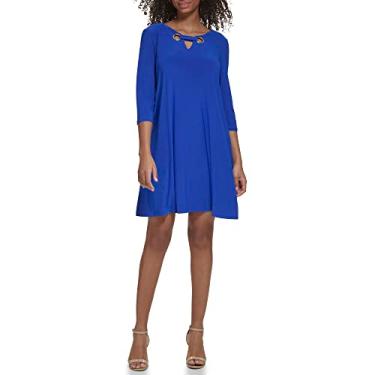 Imagem de Jessica Howard Estilo feminino trapézio manga 3/4 malha, Royal, 40