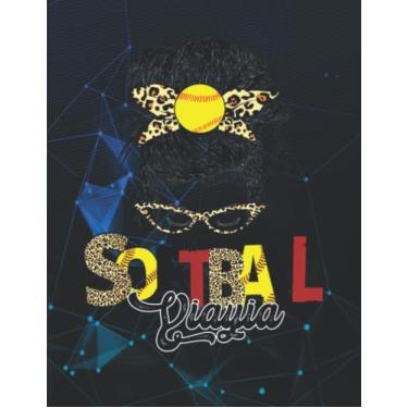 Imagem de Notebook: Bleached Softball Yiayia Life With Leopard And Messy Bun 140 Pages 8.5''x11''