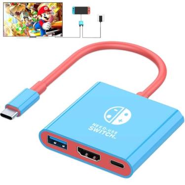 Imagem de Switch Dock, estação de ancoragem de TV para Nintendo Switch/Switch OLED/Steam Deck, 4K@30HZ/1080P@60HZ, estação de TV com interruptor portátil com carregamento PD 100W, porta USB 3.0 (3 em 1