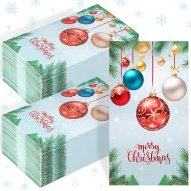 Imagem de 170 guardanapos de papel de Natal, guardanapos de Natal descartáveis de 3 camadas, bolas penduradas, toalhas de mão decorativas elegantes para convidados para mesa de jantar, banheiro, cozinha,