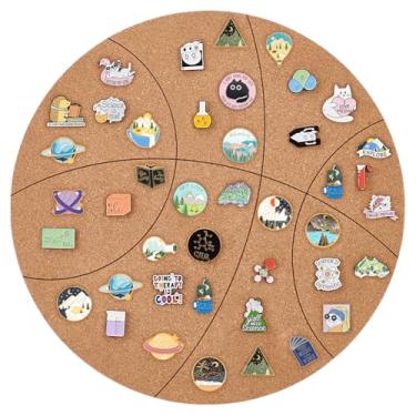 Imagem de BENECREAT Quadro de cortiça de basquete de 29 x 29 cm, quadro de avisos Burlywood, quadro de avisos redondo para cortiça de parede, quadro de avisos montado na parede para escola, casa e escritório