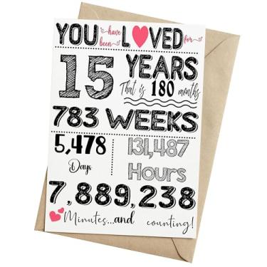 Imagem de TRIDECOR Cartão de aniversário de 15 anos para meninas, meninos, filho, filha, ele, ela - cartão dobrado de 12,7 x 18 cm inclui envelope, adesivo - em branco dentro - cartão engraçado de 15 anos