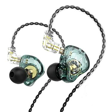 Imagem de FEDAI TRN MT1 1DD HiFi Fones de ouvido intra-auriculares TRN MT1 com novo driver magnético composto dinâmico de 10 mm com cabo removível de 2 pinos de 0,75 mm (sem microfone, verde claro)
